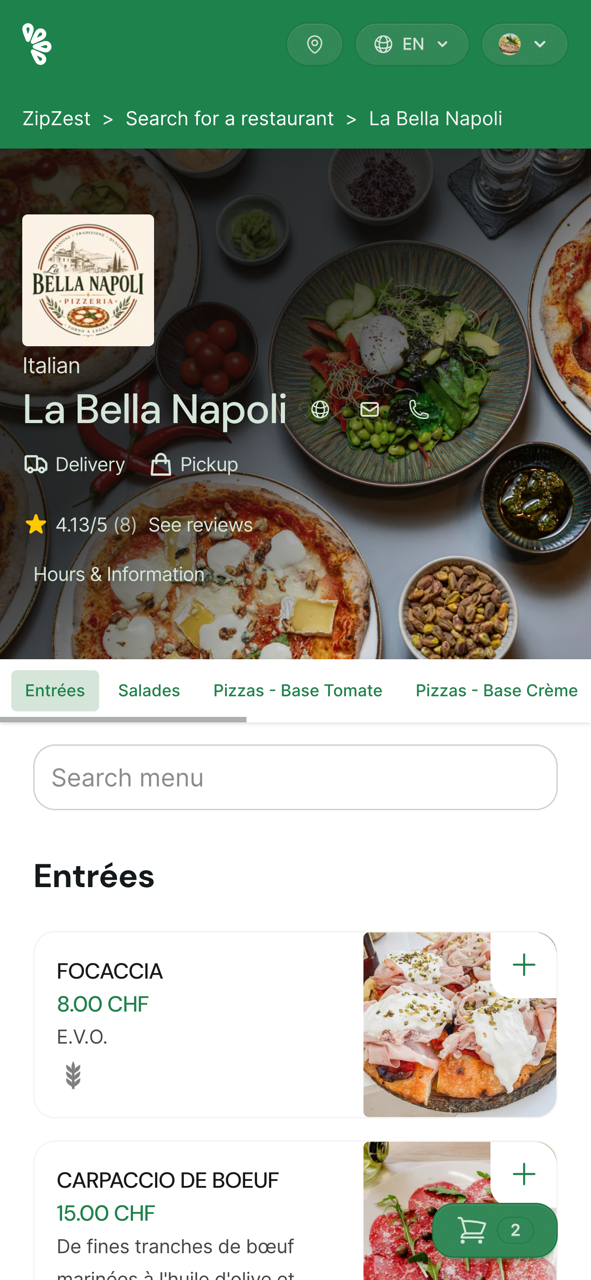 ZipZest online ordering on smartphone: mobile menu and checkout in a few taps