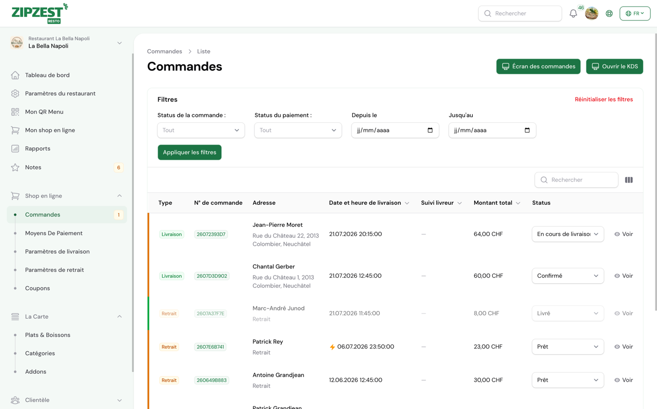 Gestion des Commandes