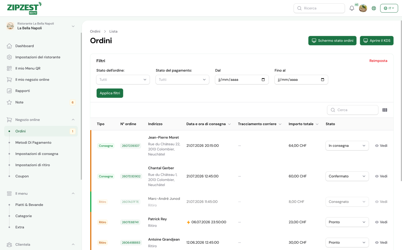 Gestion des commandes ZipZest