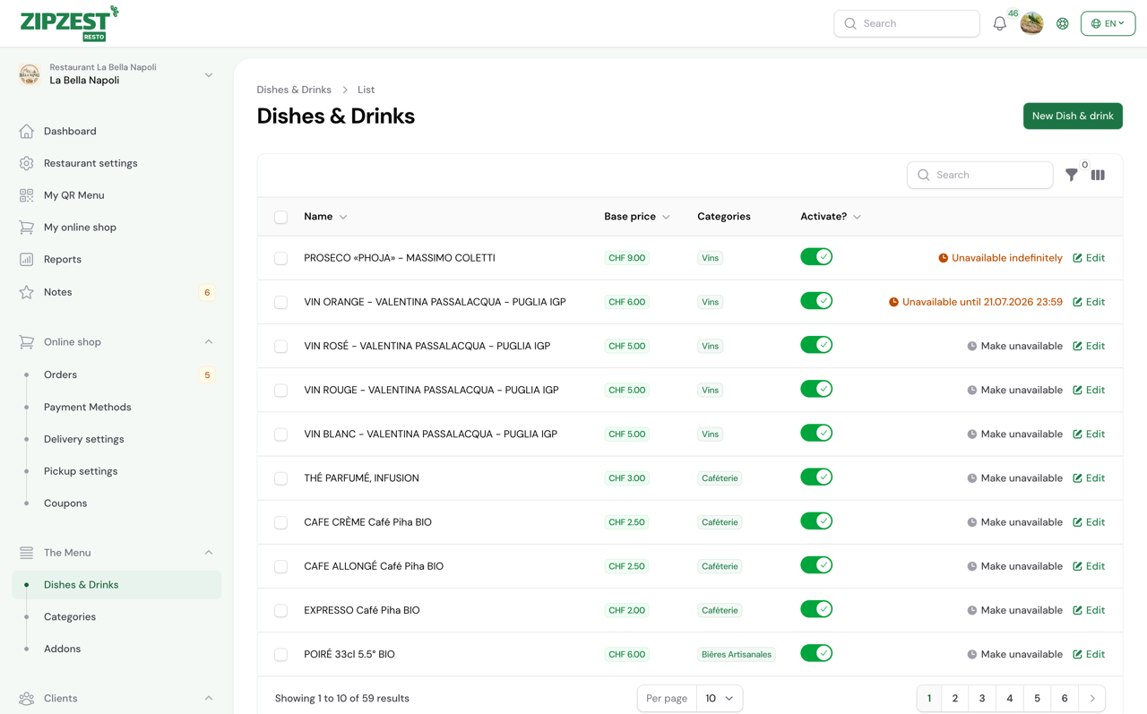 Flexible Menu Management