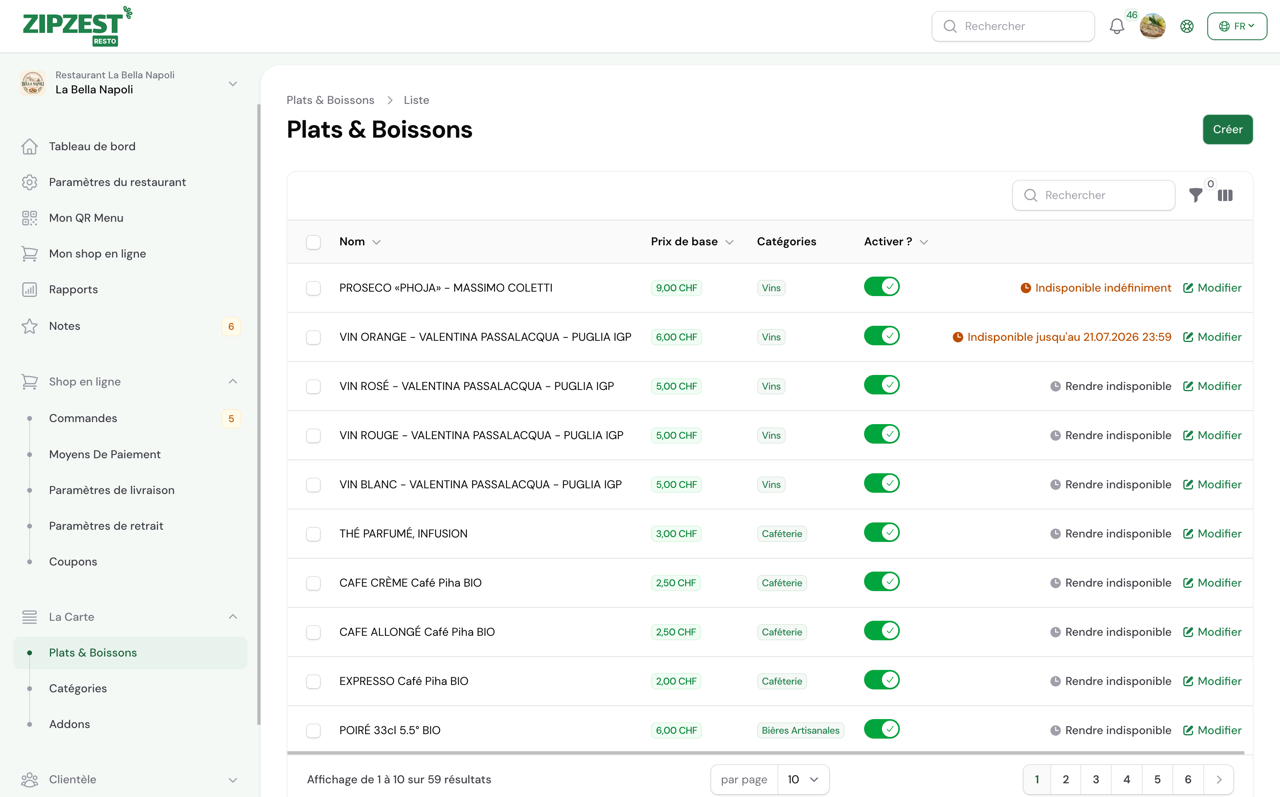 Gestion de Menu Flexible